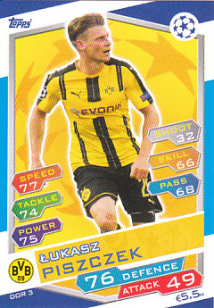 Lukasz Piszczek Borussia Dortmund 2016/17 Topps Match Attax CL #DOR03